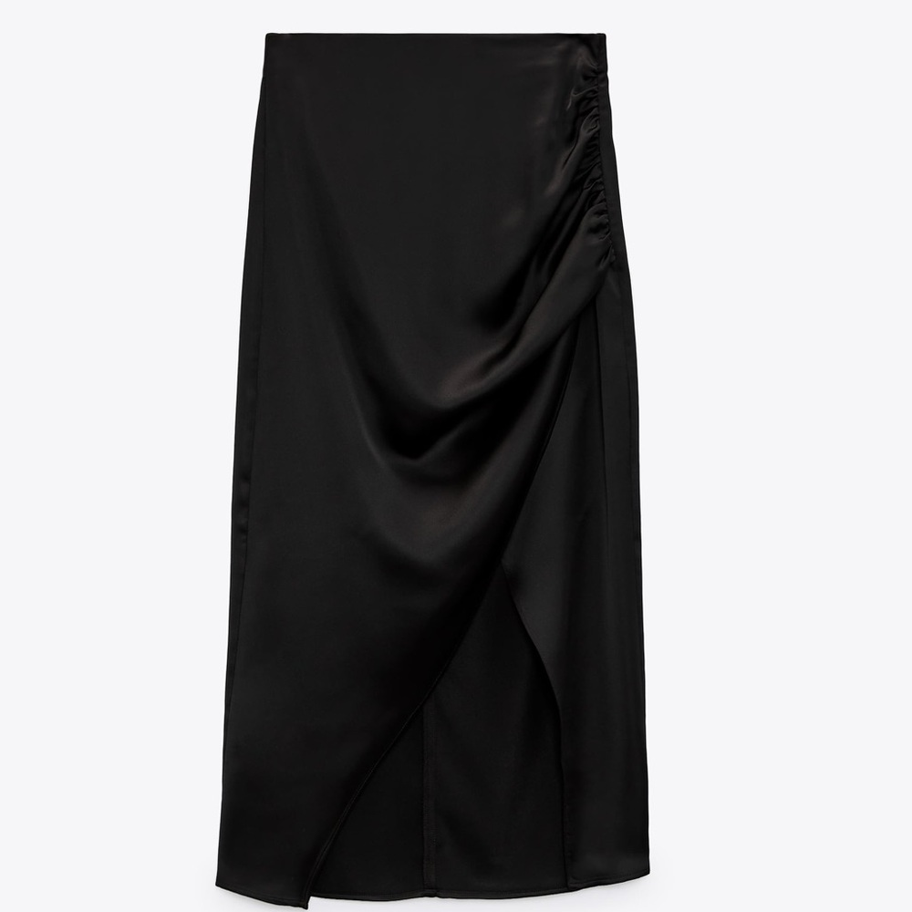 Zara Black Asymmetrical Midi Skirt